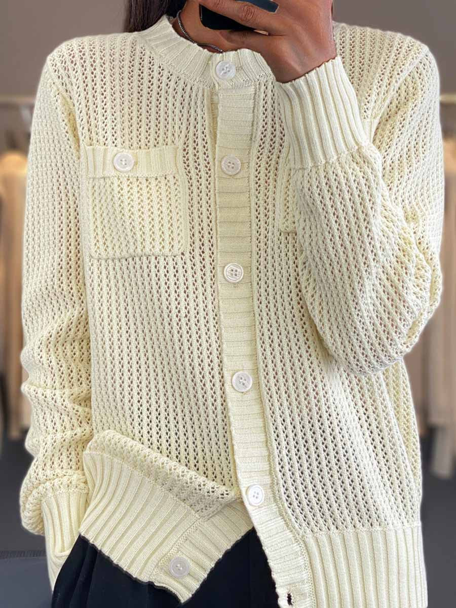 Kuschelige Cardigan Damen Rundhals Strick