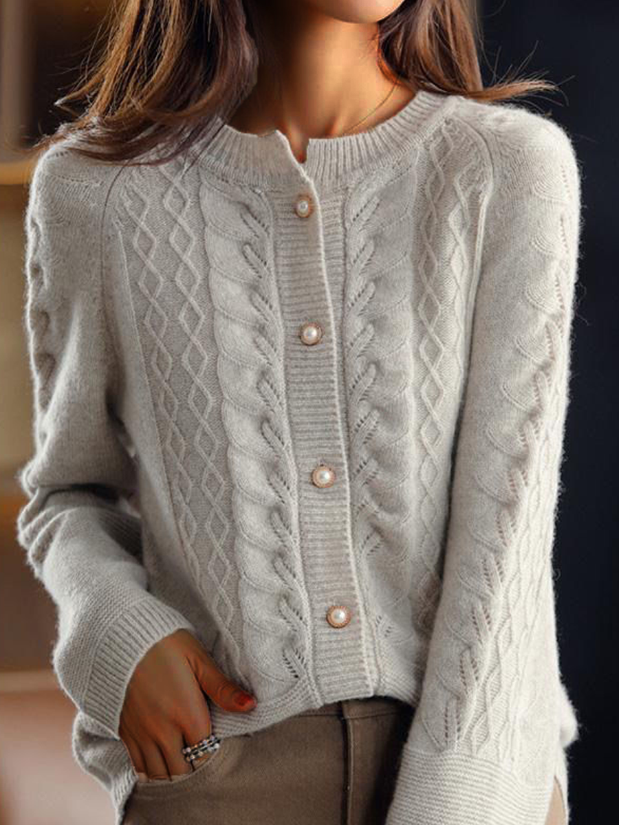 Stylish Strickjacke Stehkragen Modern Jacquard