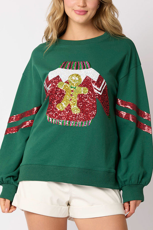 Weihnachten Sweatshirt Pailletten Glitzer Rundhals