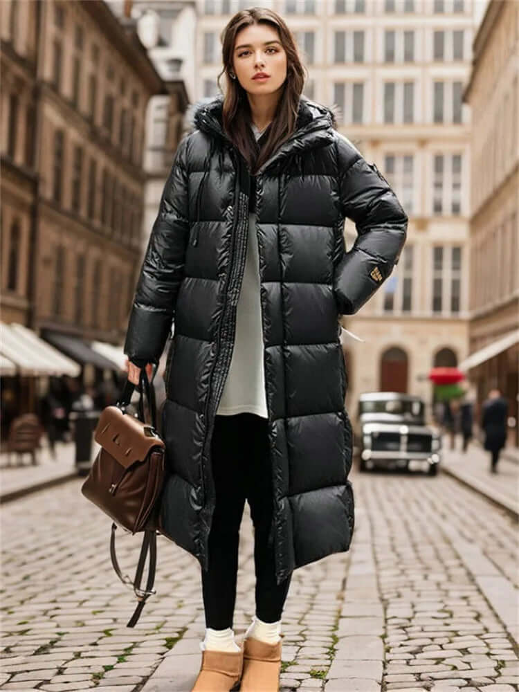 Winterjacke Oversized Warm Gequiltet Kapuze Lang - IdealeKleiden