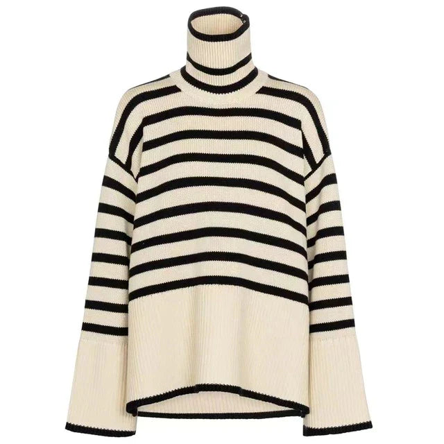 Streifen Rollkragenpullover Frauen