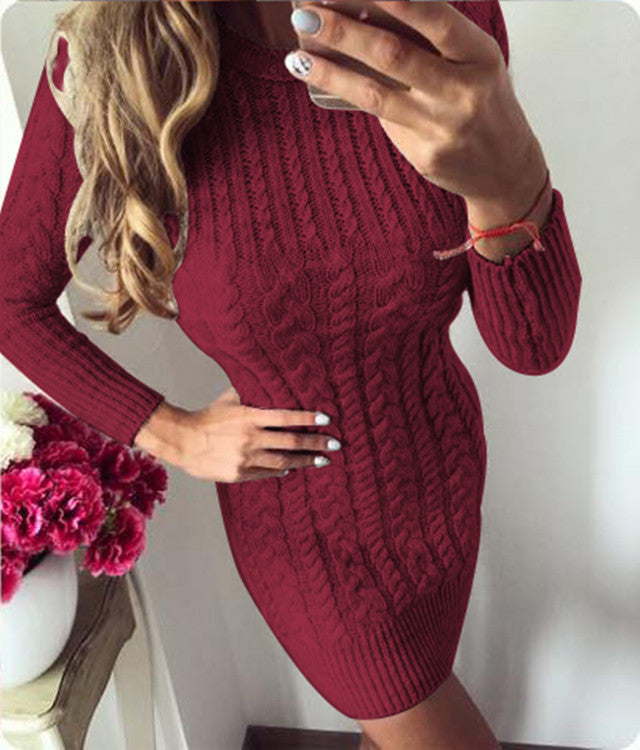Damen Strickkleid Modern Figurbetonend