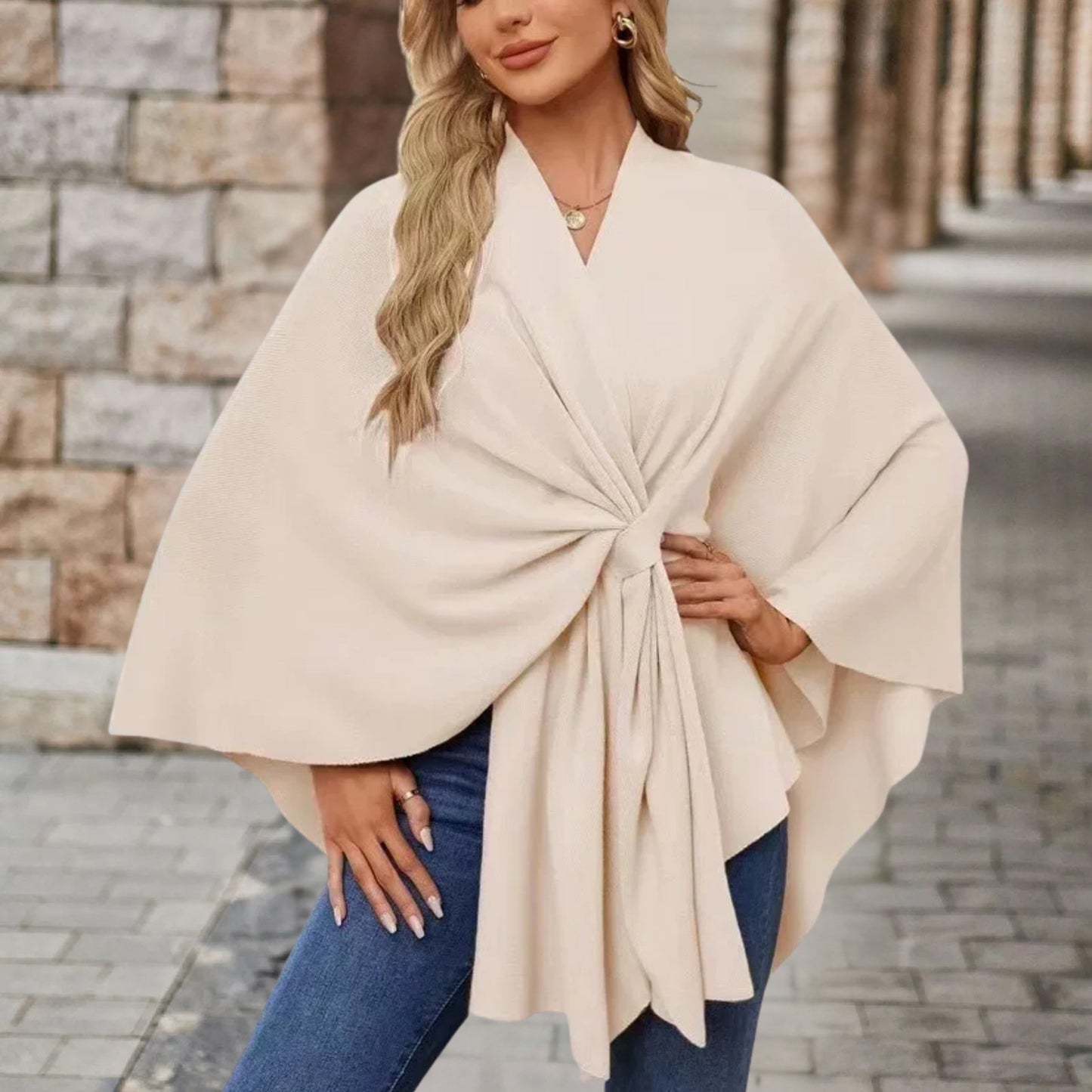 Damen Top mit Cape Effekt und Vorderknoten