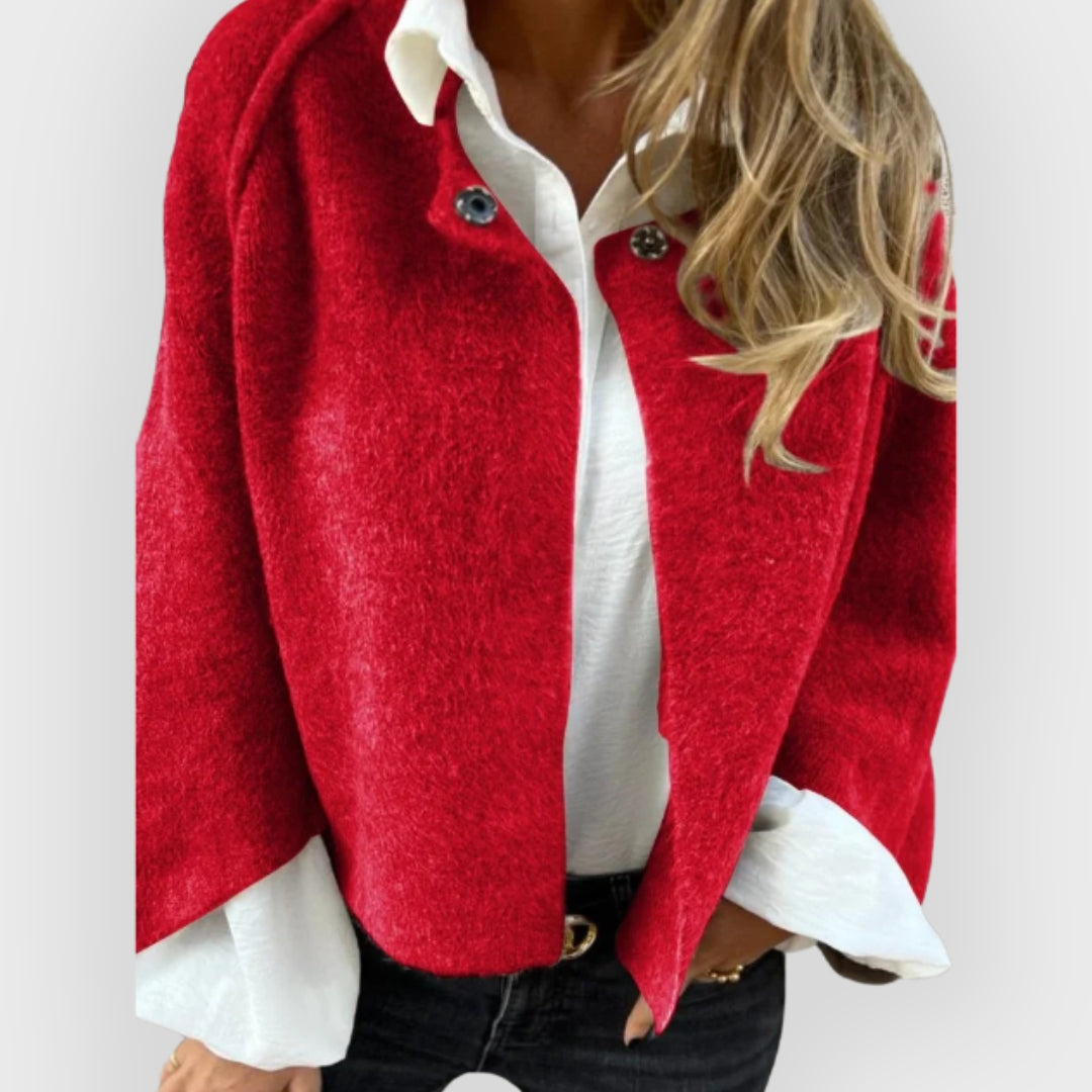 Warmes Winterkleid | Wollmantel Damen Rundhals Langärmlig