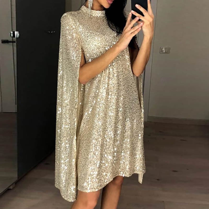 Damen Pailletten-Kleid Glitzernd Elegant Abendkleid
