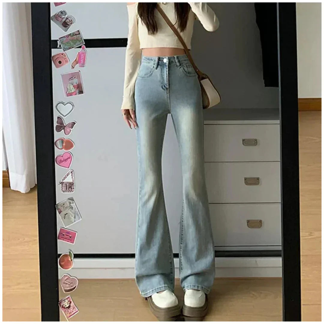 Schlanke Damen-Jeans Hochgeschnitten Slimfit