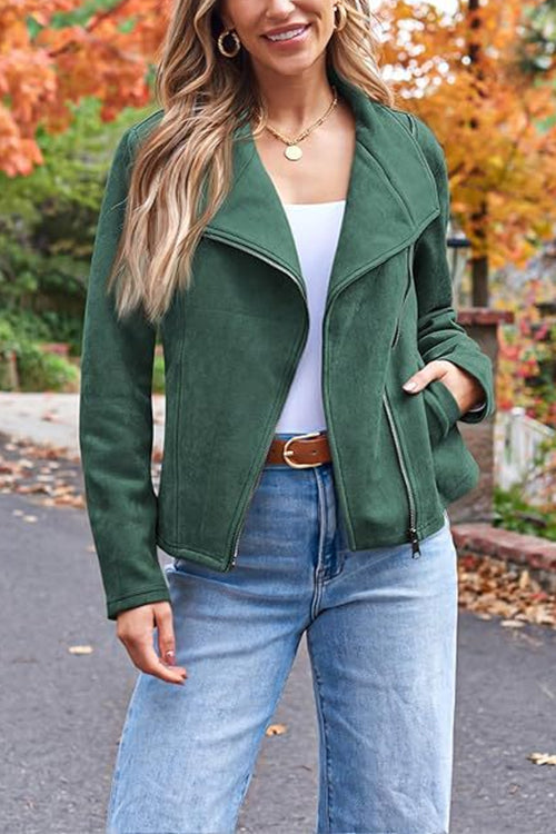 Lederjacke Faux Suede Motorrad Stil