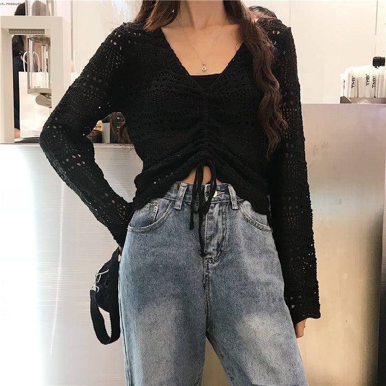 Damen Strickjacke Leicht Sommerlich Lochmuster Design