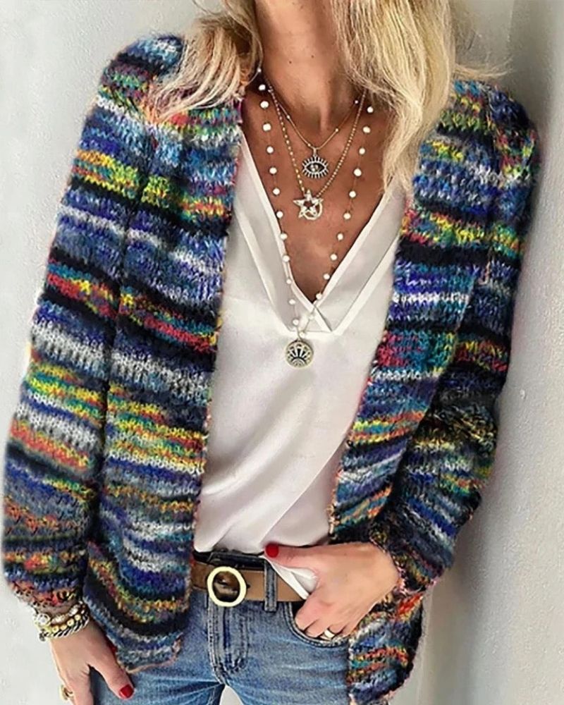 Modisches Cardigan Kleid Farbenfroh