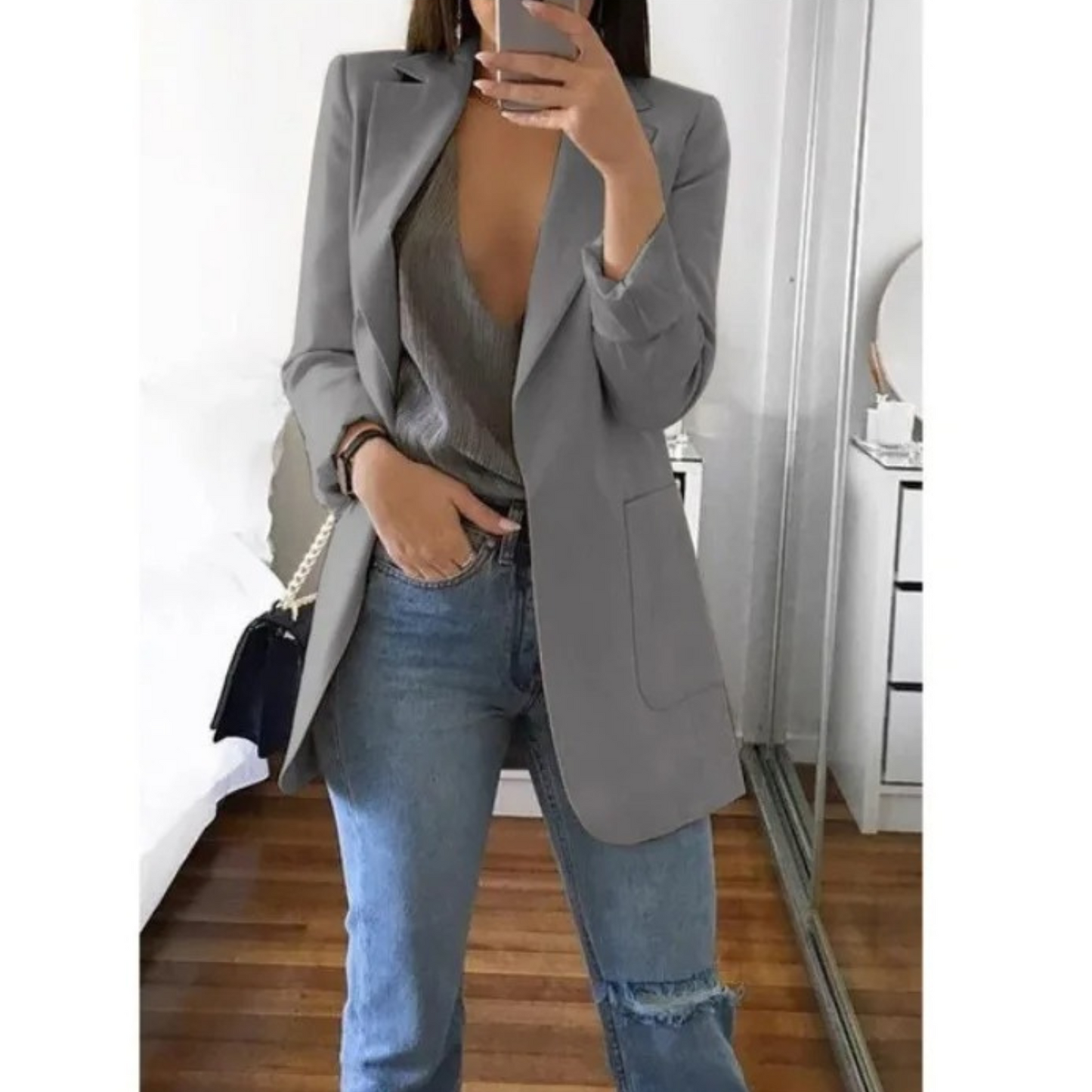 Damen Blazer Khaki Herbst Mode