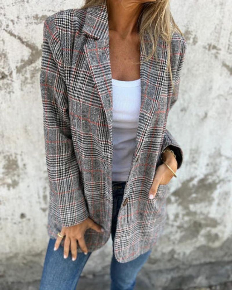 Eleganter Karierter Blazer Frauen