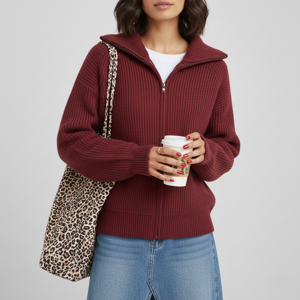 Stylische Strickjacke Slim Fit Rippstrick