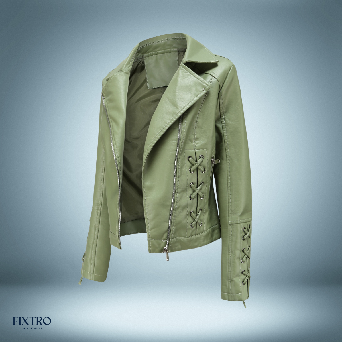 Lederjacke Biker Stil Zöpfe