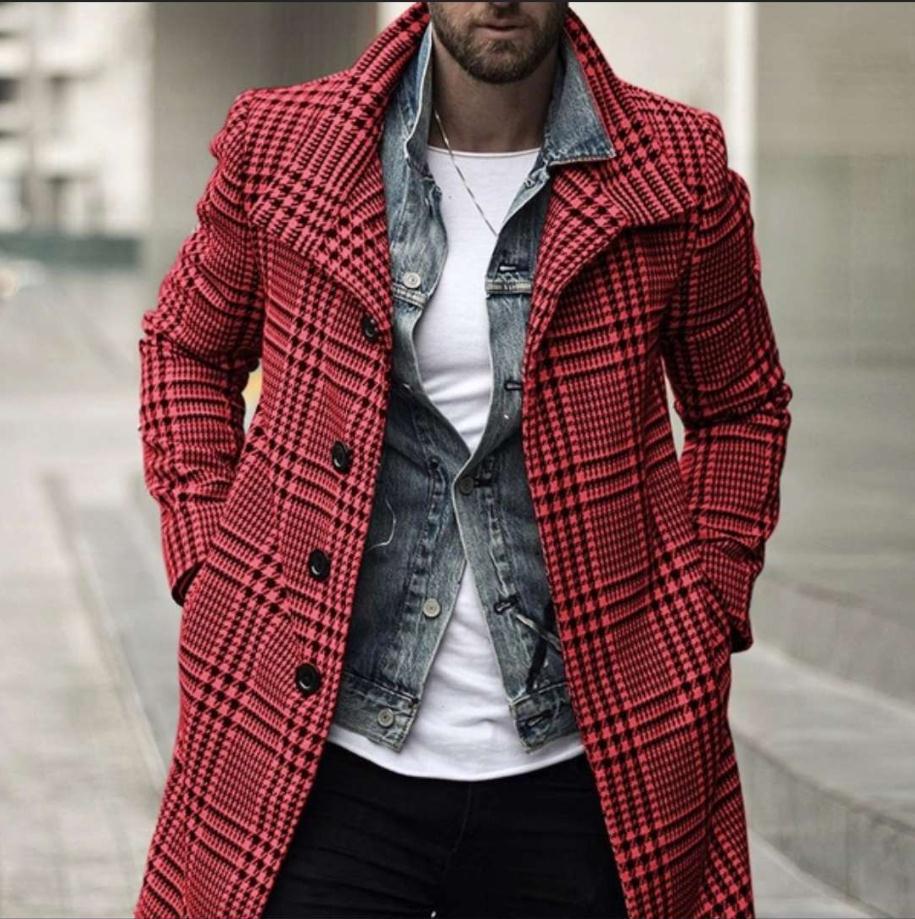 Herren Karomantel Elegantes Design Moderner Schnitt