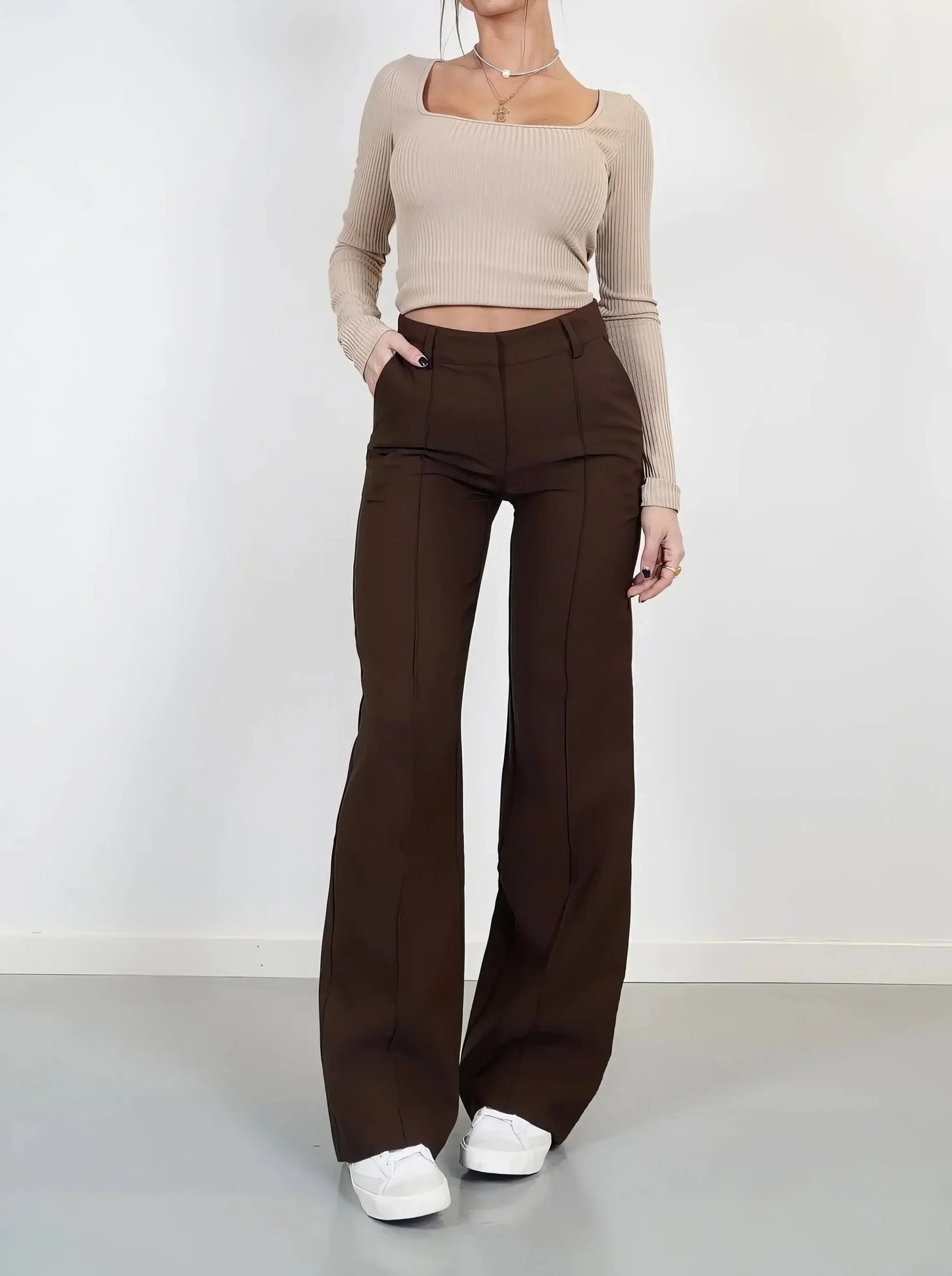 Elegante Damenhoose Hochtaille Chic Stil