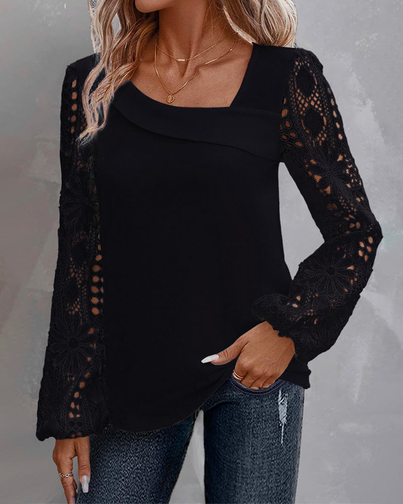 Elegante Bluse Spitzenbesatz