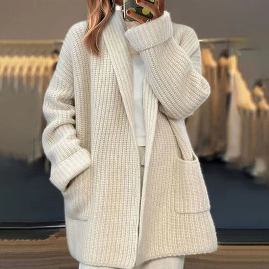 Isabella - Offene Strickjacke Damen Elegant - IdealeKleiden