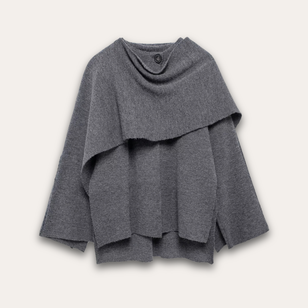 Modischer Poncho Pullover Damen
