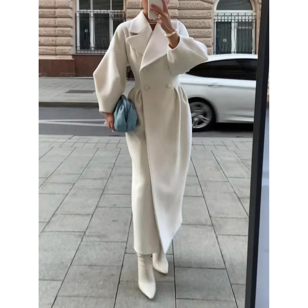 Eleganter Trenchcoat Damen Lang Wollmischung
