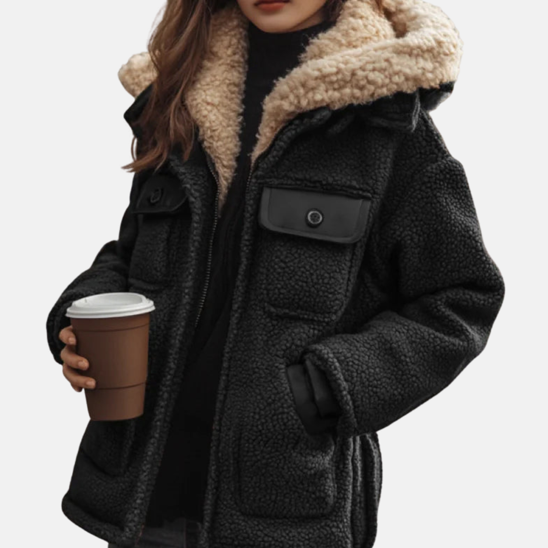 Weicher Fleece Mantel Gefüttert Kapuzenjacke Relaxed Fit