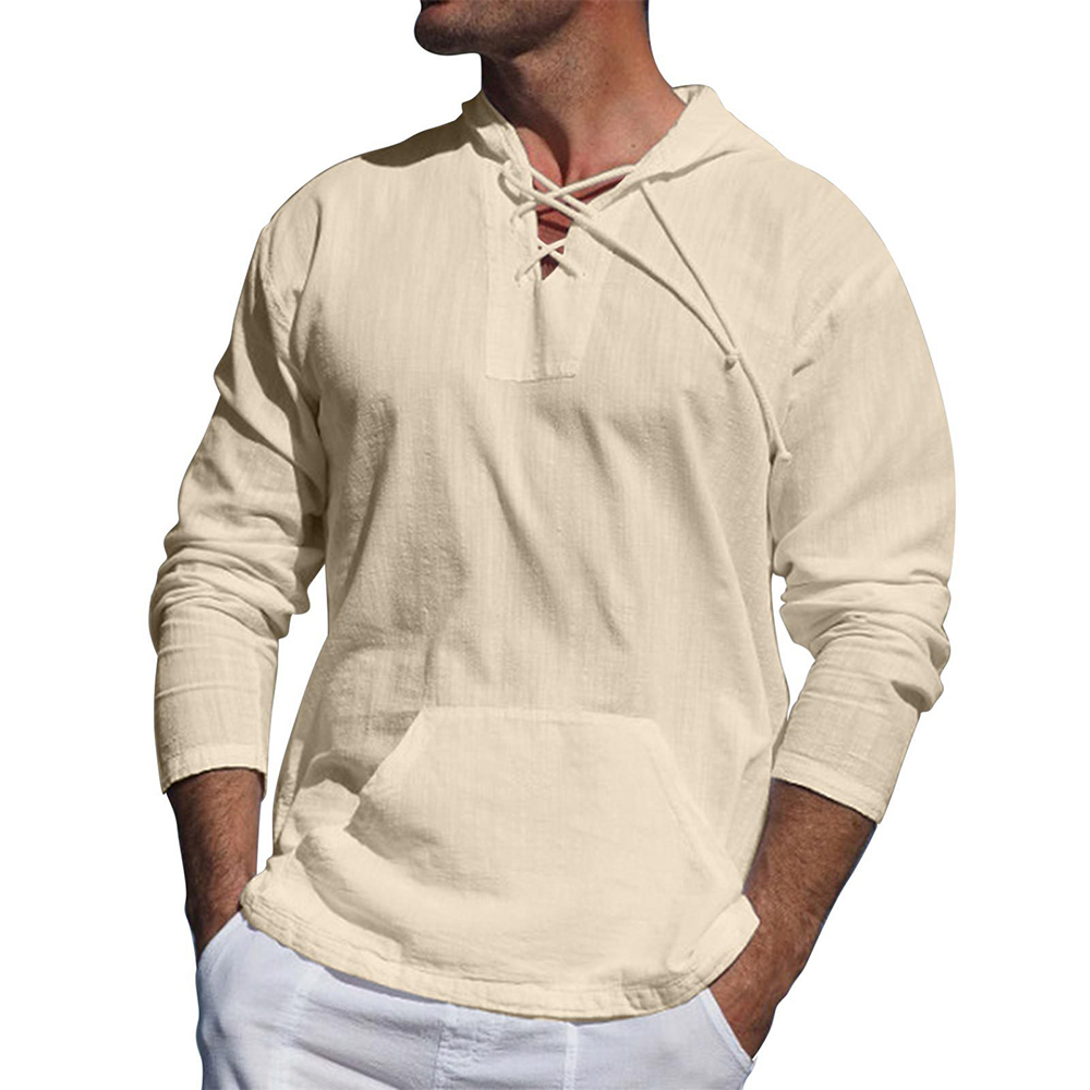 Kapuzenpullover Bequem Baumwolle Oversized V-Ausschnitt