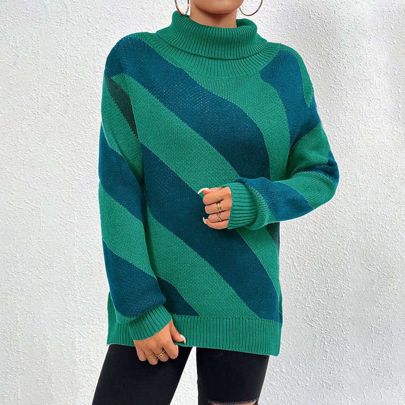 Streifiges Kleid | Casual Strickpullover Damen