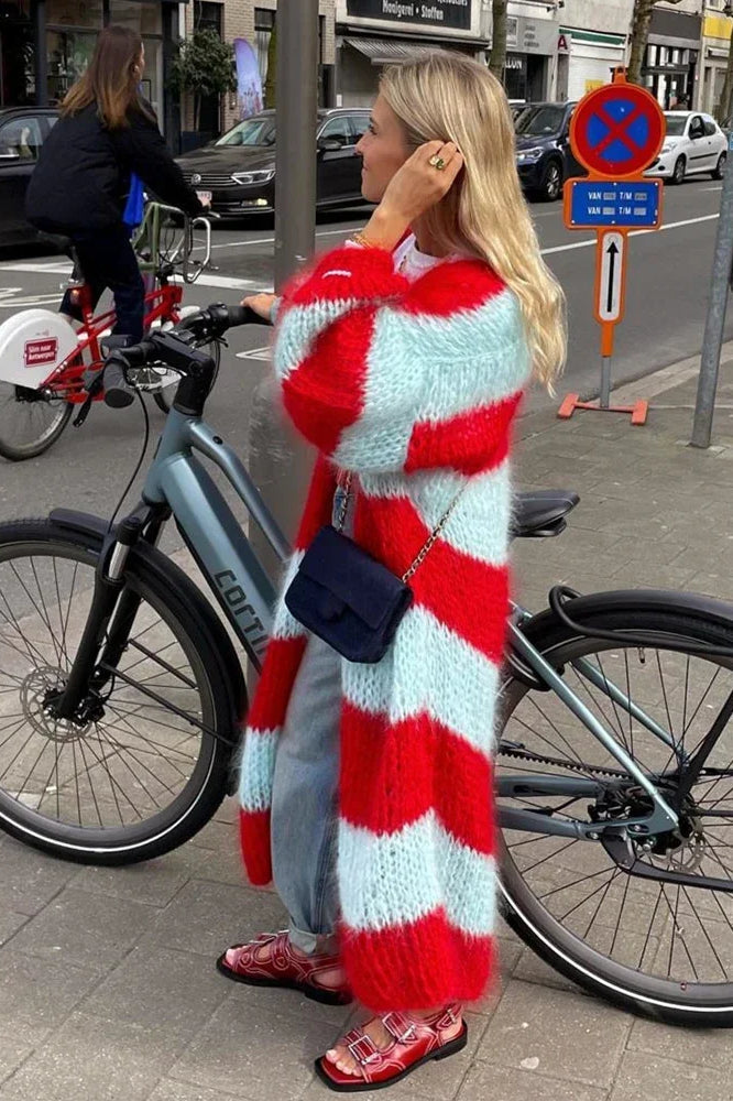 Übergroßer Strickpulli Streifen Design