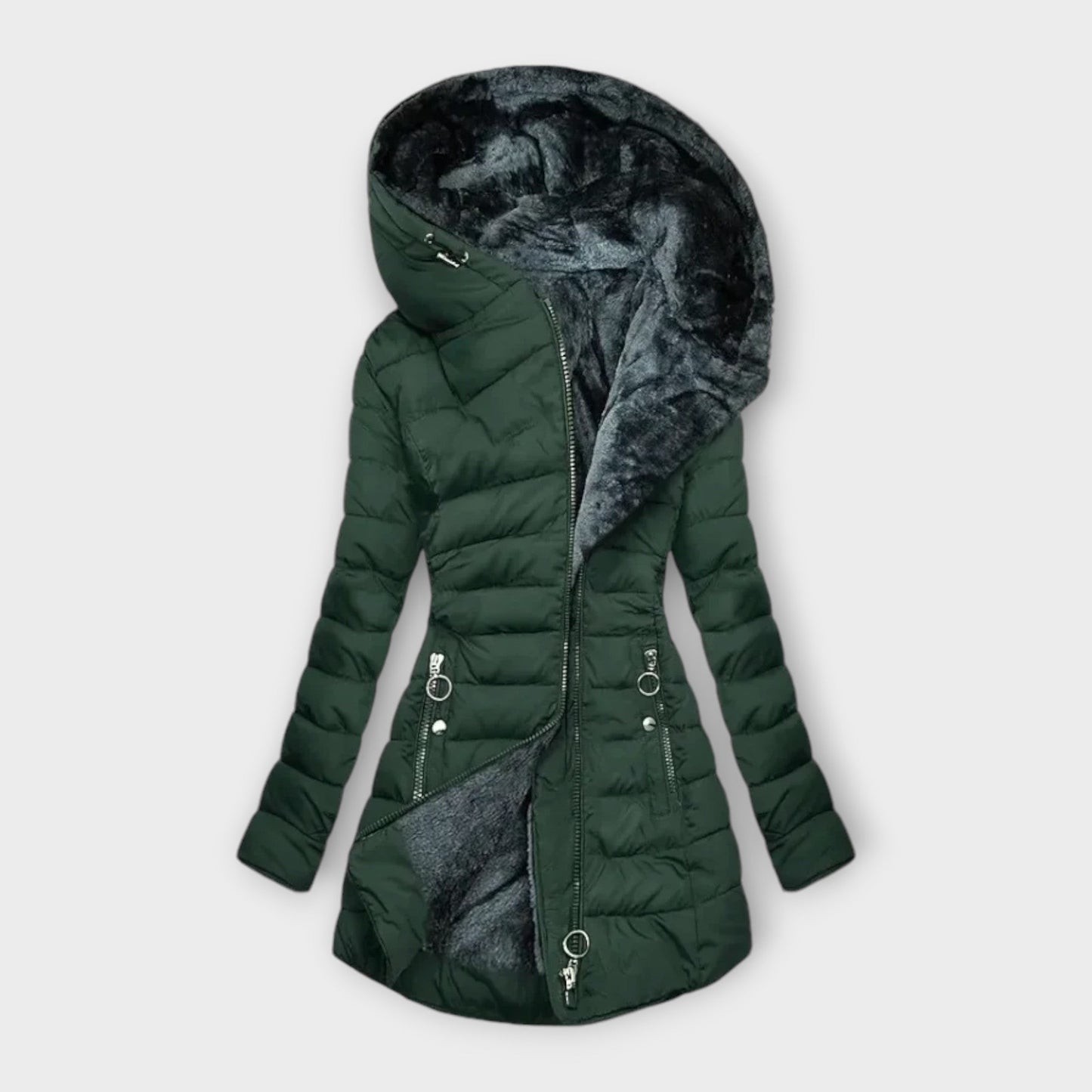 Damen Winterjacke Lang Luxus Fellversteifung