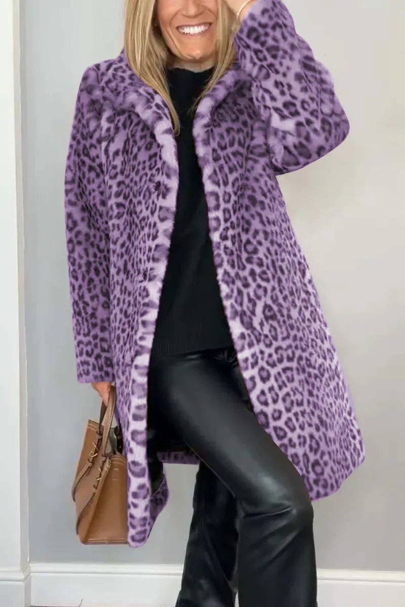 Damen Wintermantel Tiermuster Trendy