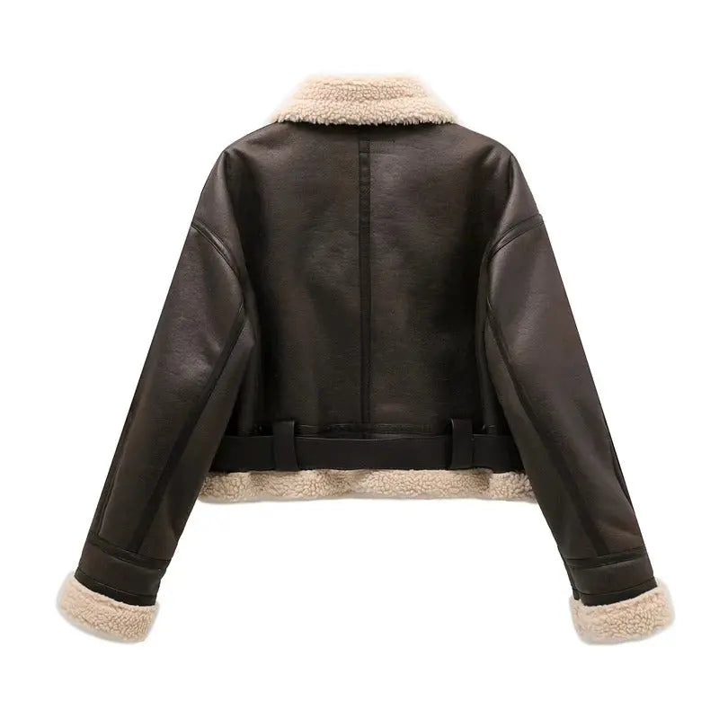 Weiche Damenjacke Plüschfutter Warm - IdealeKleiden