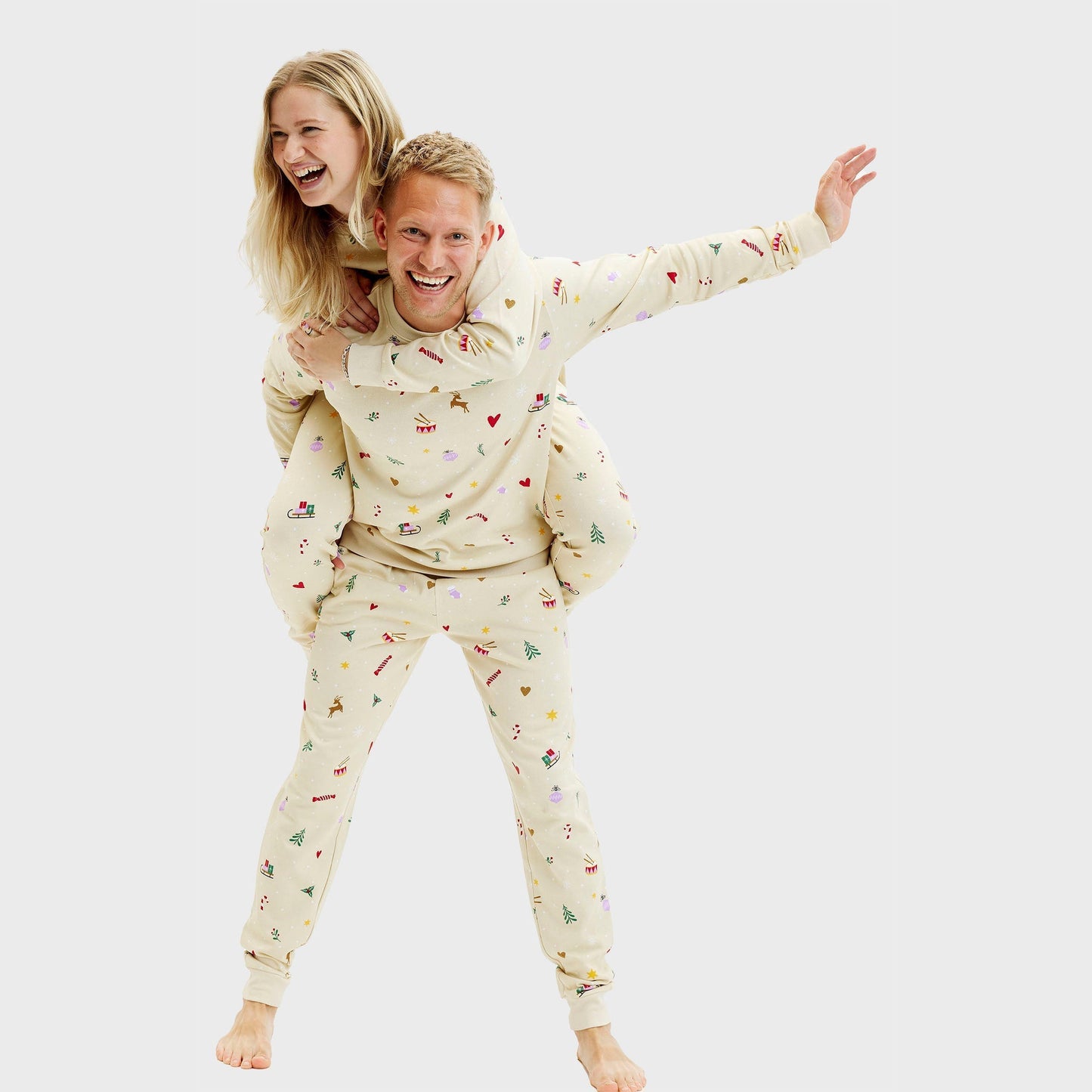Weihnachtssweatshirt Beige Herren Geschenkset - IdealeKleiden