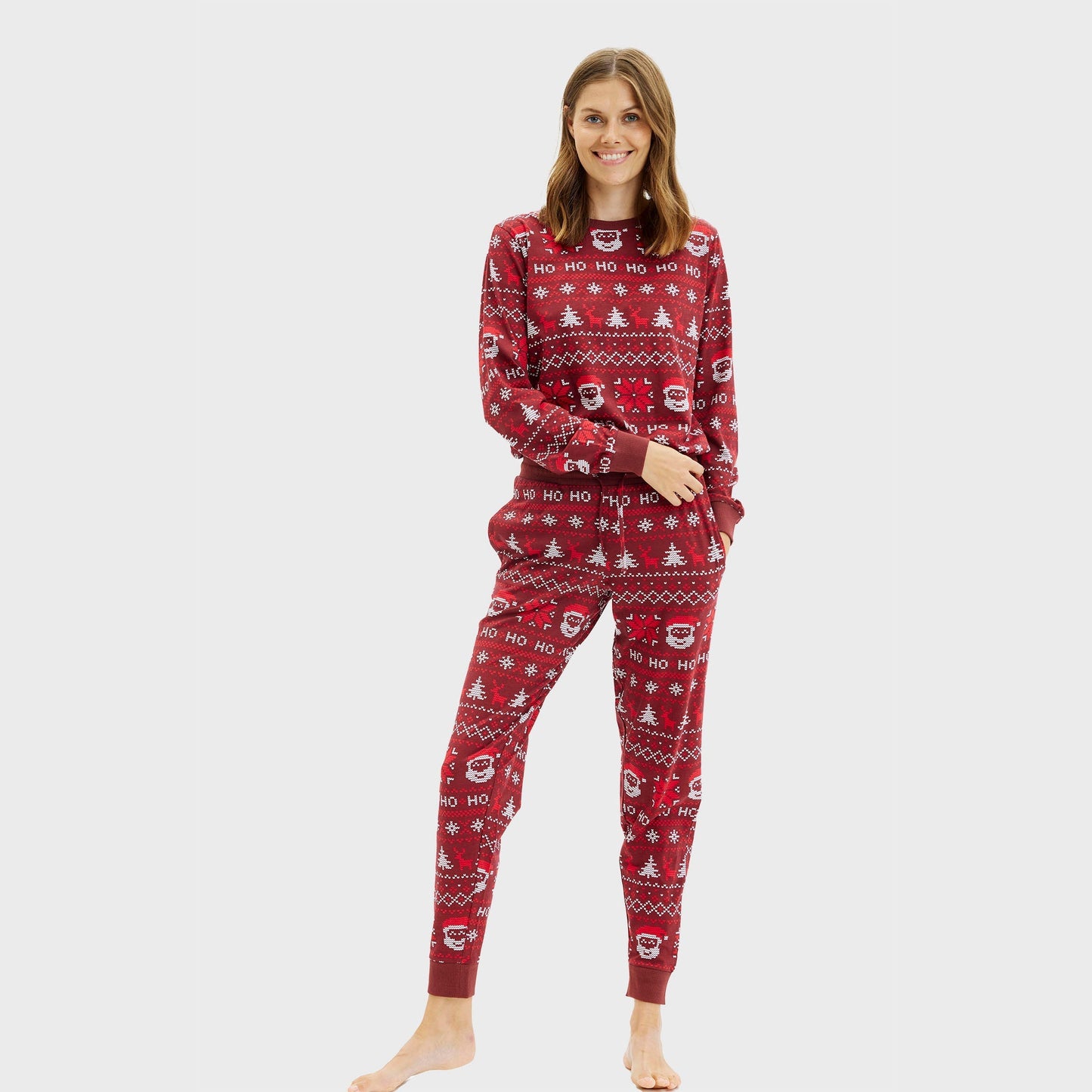 Weihnachts-Pyjama Frauen Rot Weich - IdealeKleiden