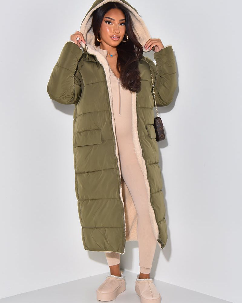 Lange Umkehrbare Winterjacke Damen