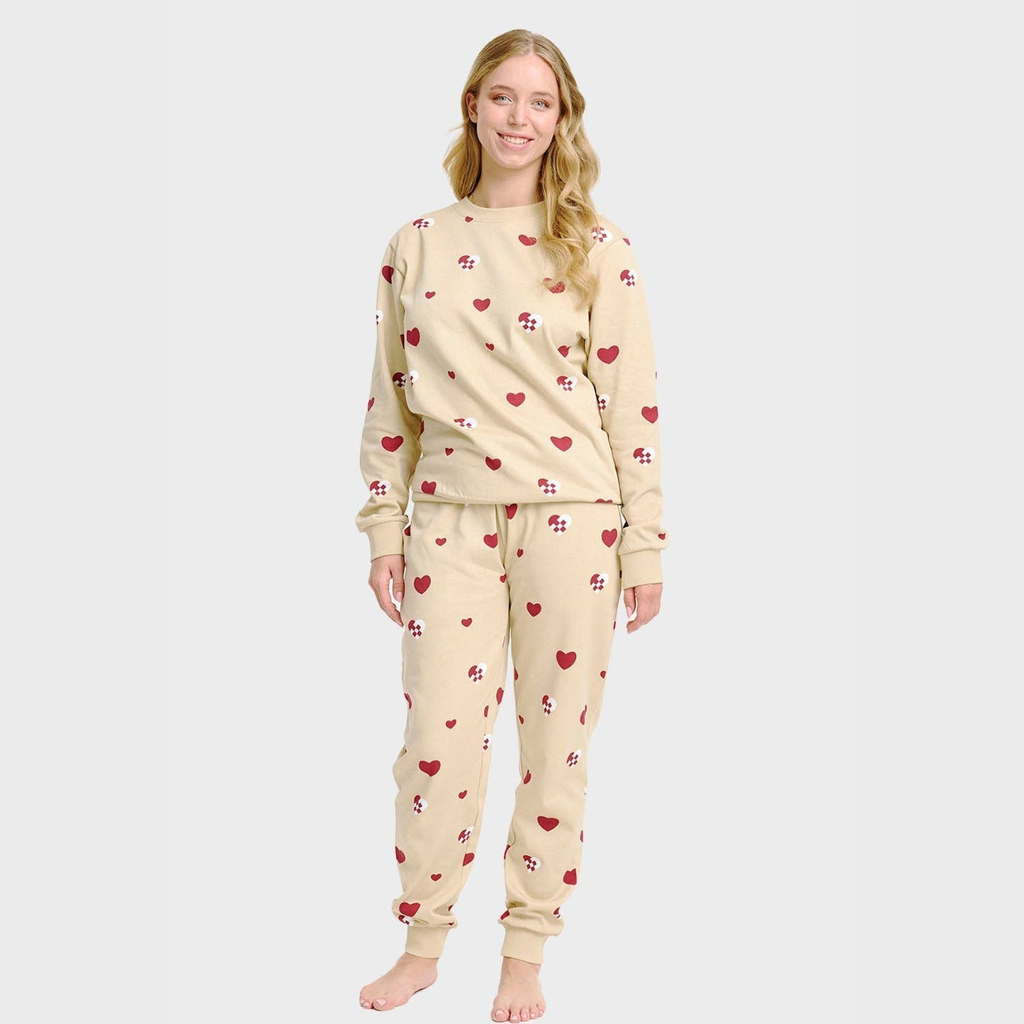 Weihnachtssweatset Damen Herz Muster - IdealeKleiden