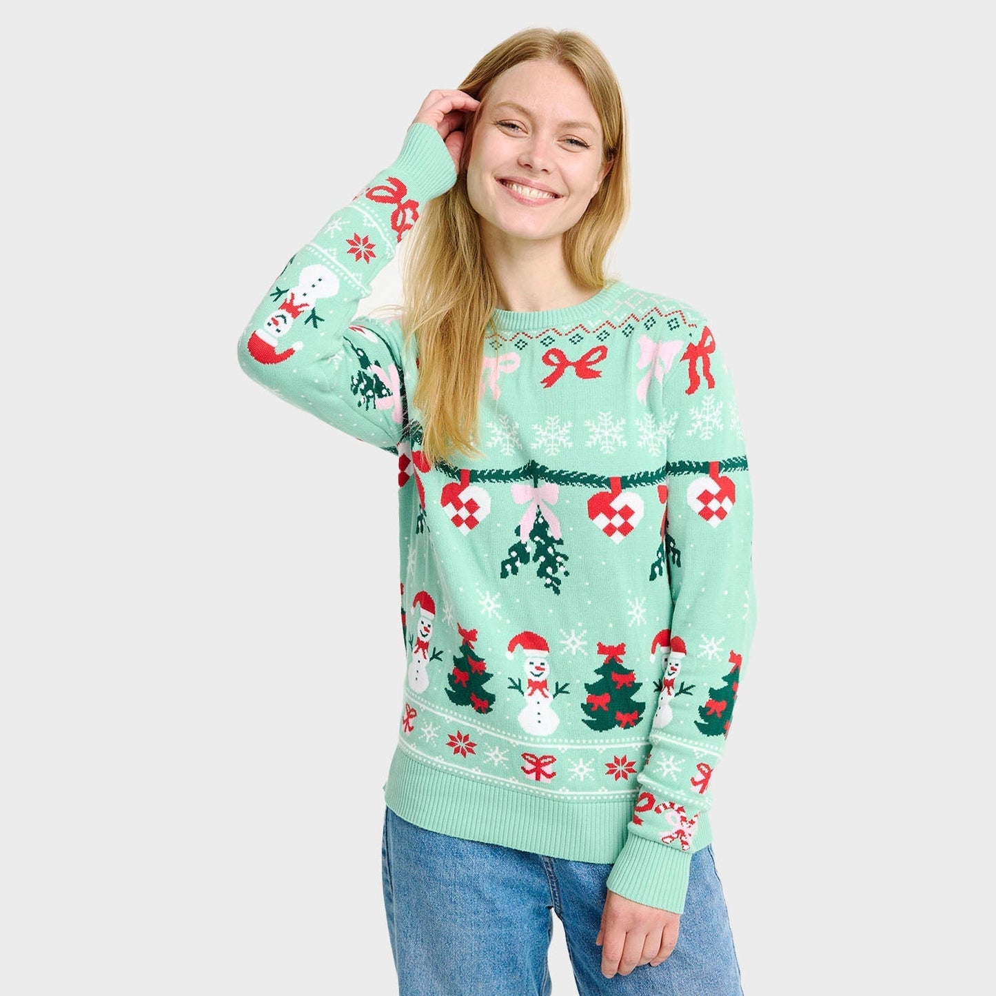 Weihnachtspulli Damen Festlich Rot - IdealeKleiden