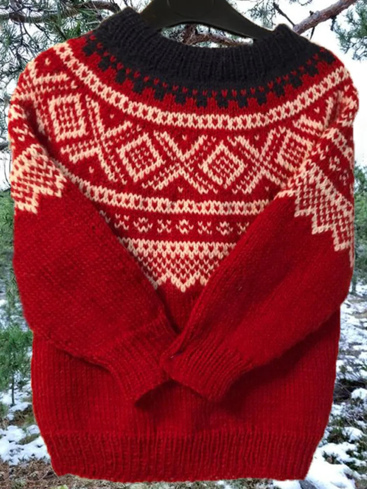 Emma - Vintage Pullover Rundhals Weich - IdealeKleiden