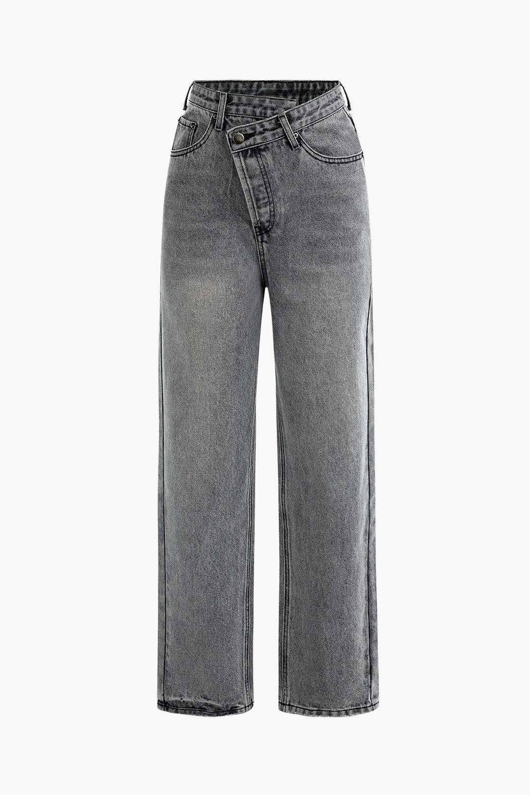 Damenjeans Hochwerter Schnitt Asymmetrisch Modern