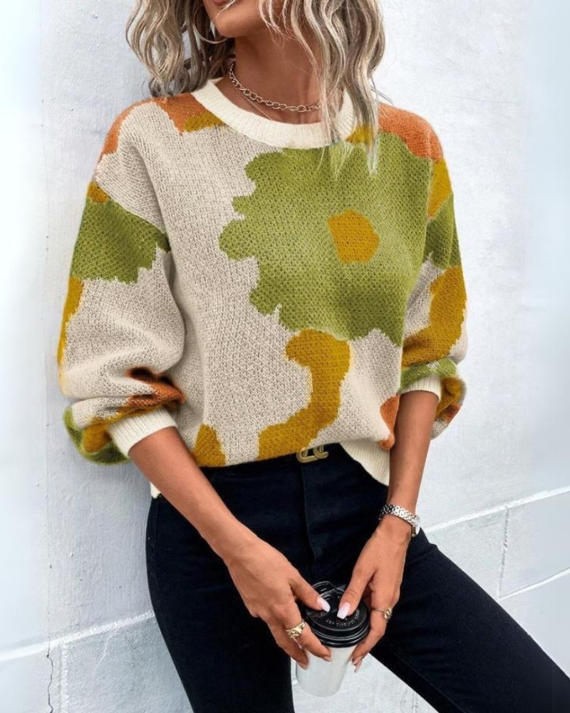 Strickpullover Damen Modern Floral-Design