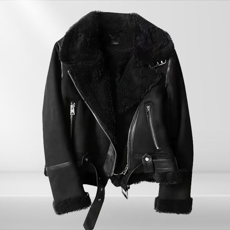 Damen Fleece Jacke Warm Sherpa Bomber