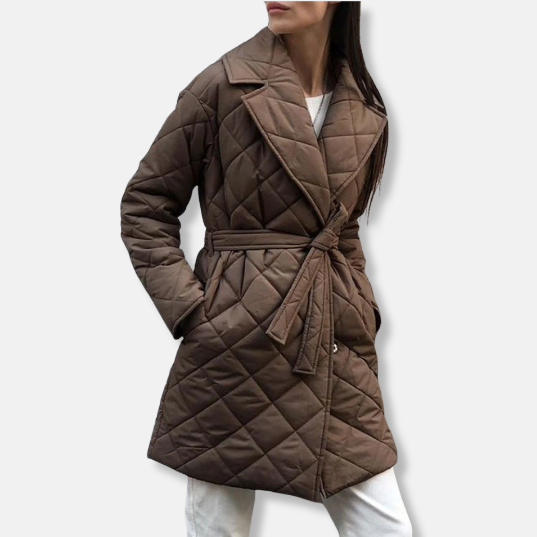 Frauen Jacke Mittellang Tailliert mit Gürtel