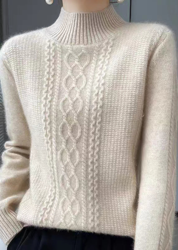 Gemütlicher Zopf-Pullover Mit Hochem Kragen Winterlich Warm