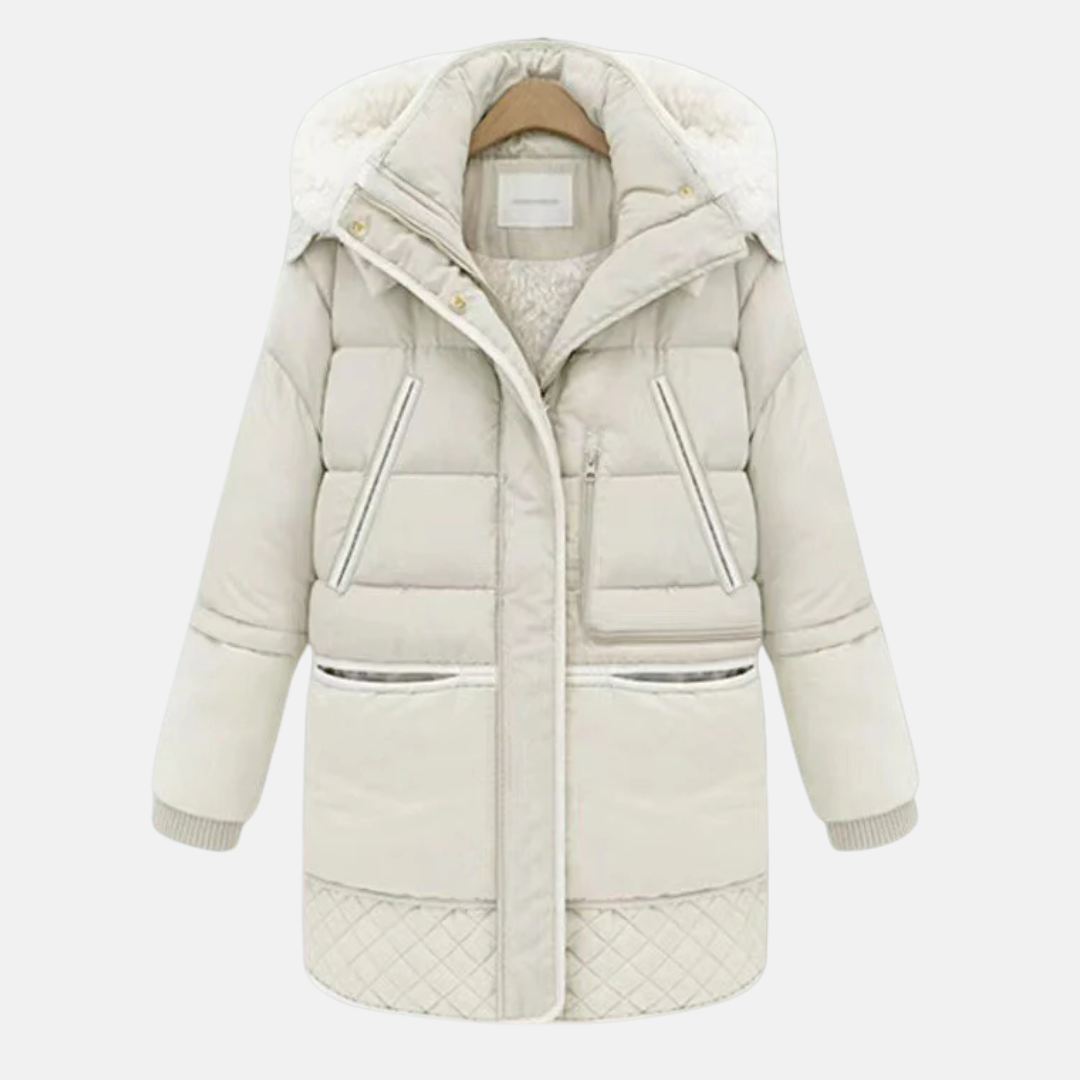 Gefütterter Wintermantel Oversized Kapuze Taschen