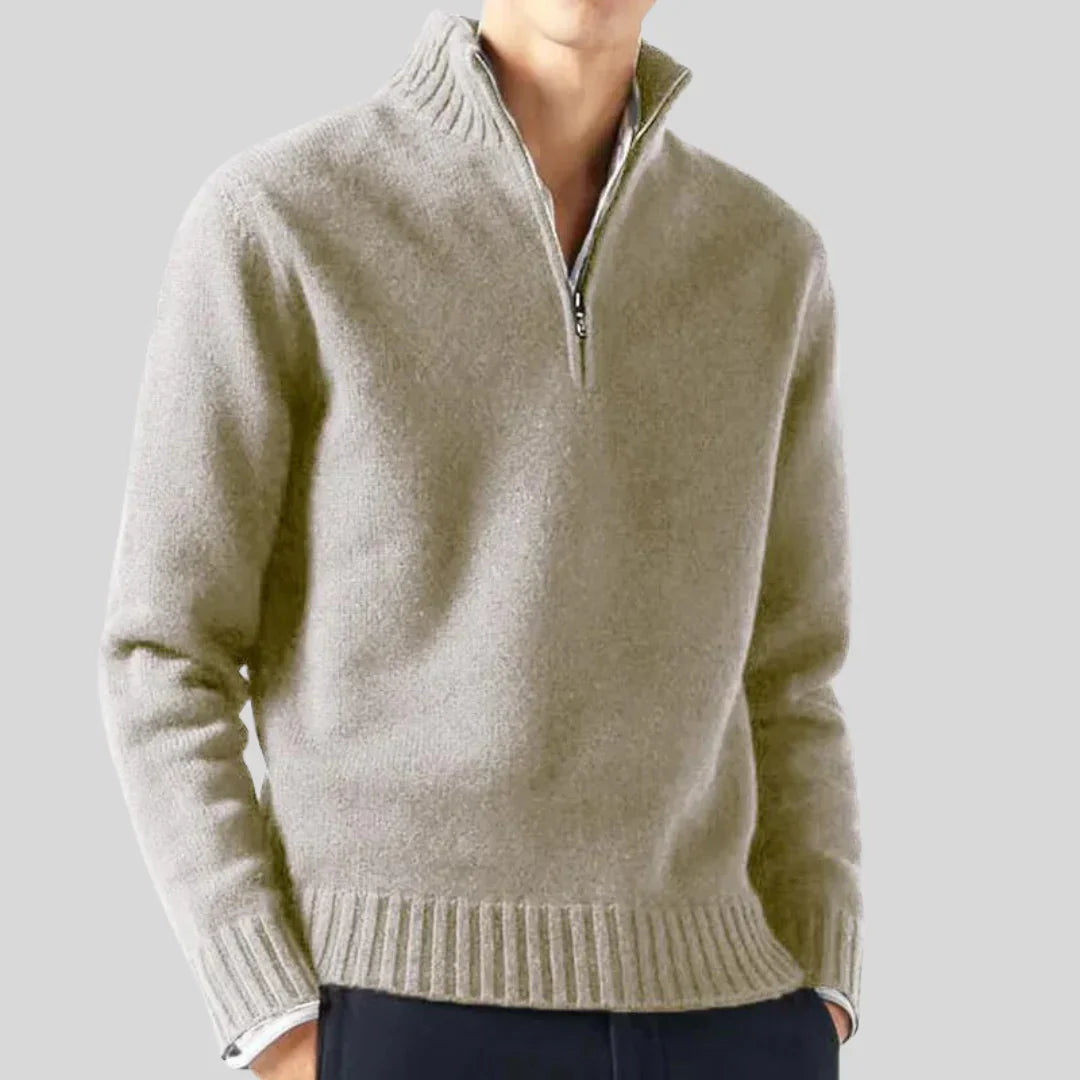 Luxus Herren Pullover Halbzipp Reißverschluss