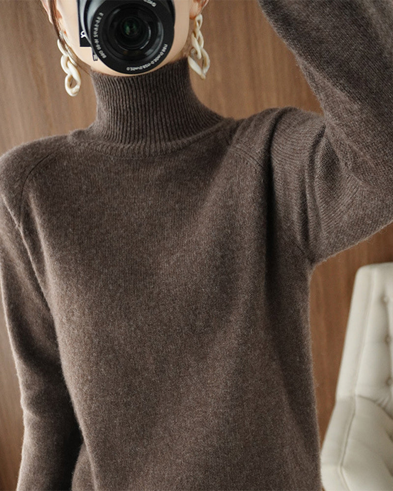 Eleganter Einfarbiger Pullover Langarm