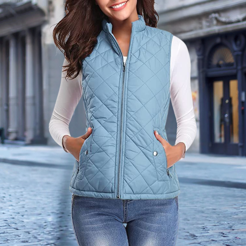 Elegante Damen Steppjacke Zipper Modern