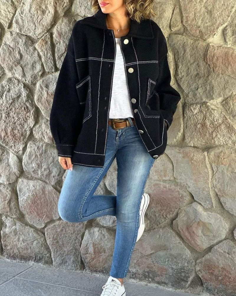 Stilvolle Damenjacke Mit Kontrastrevers