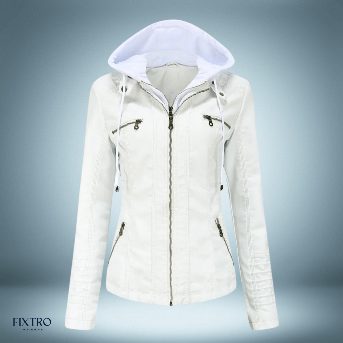 Lederjacke Mit Kapuze Biker Stil