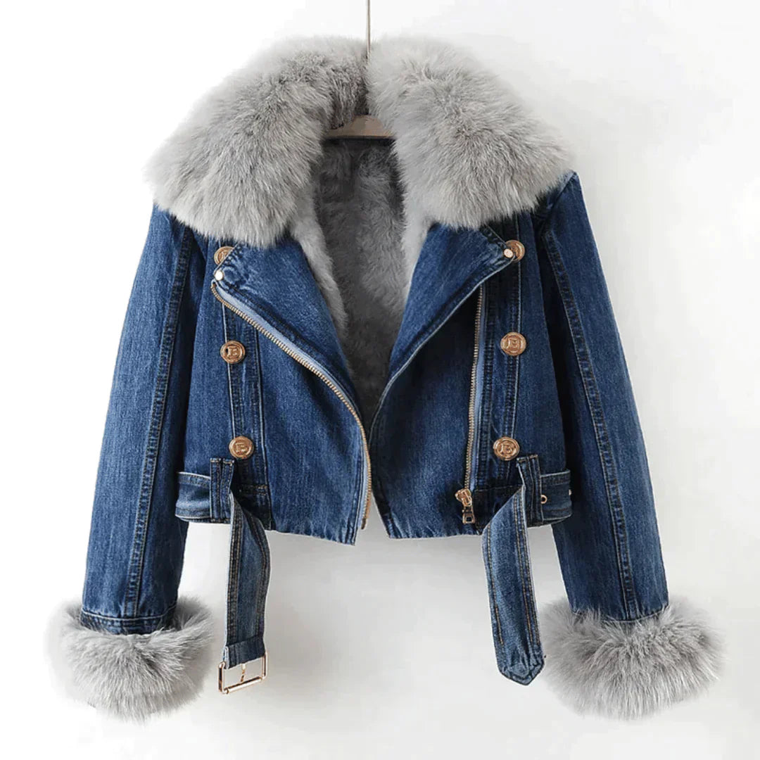Elegante Damenkleidung Denim & Pelz