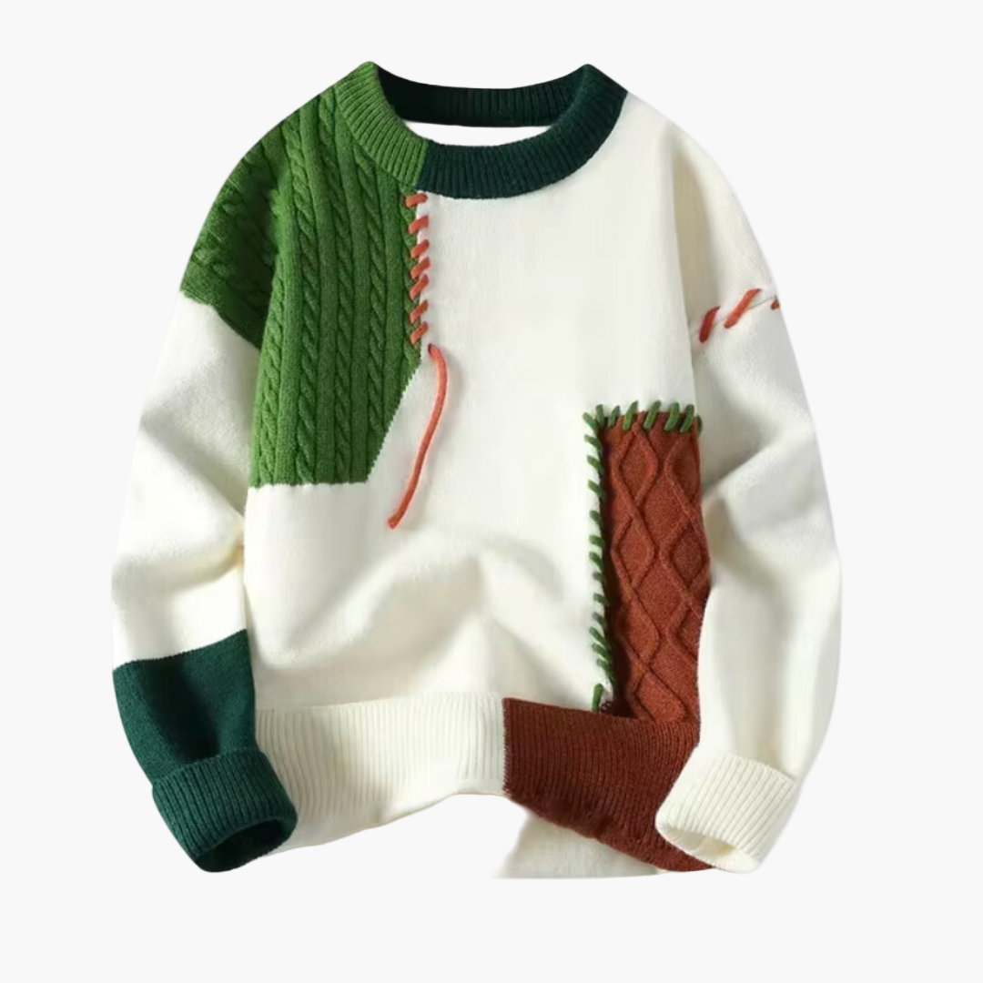 Herren Strickpullover Patchwork Modern Trendig Herbst Winter