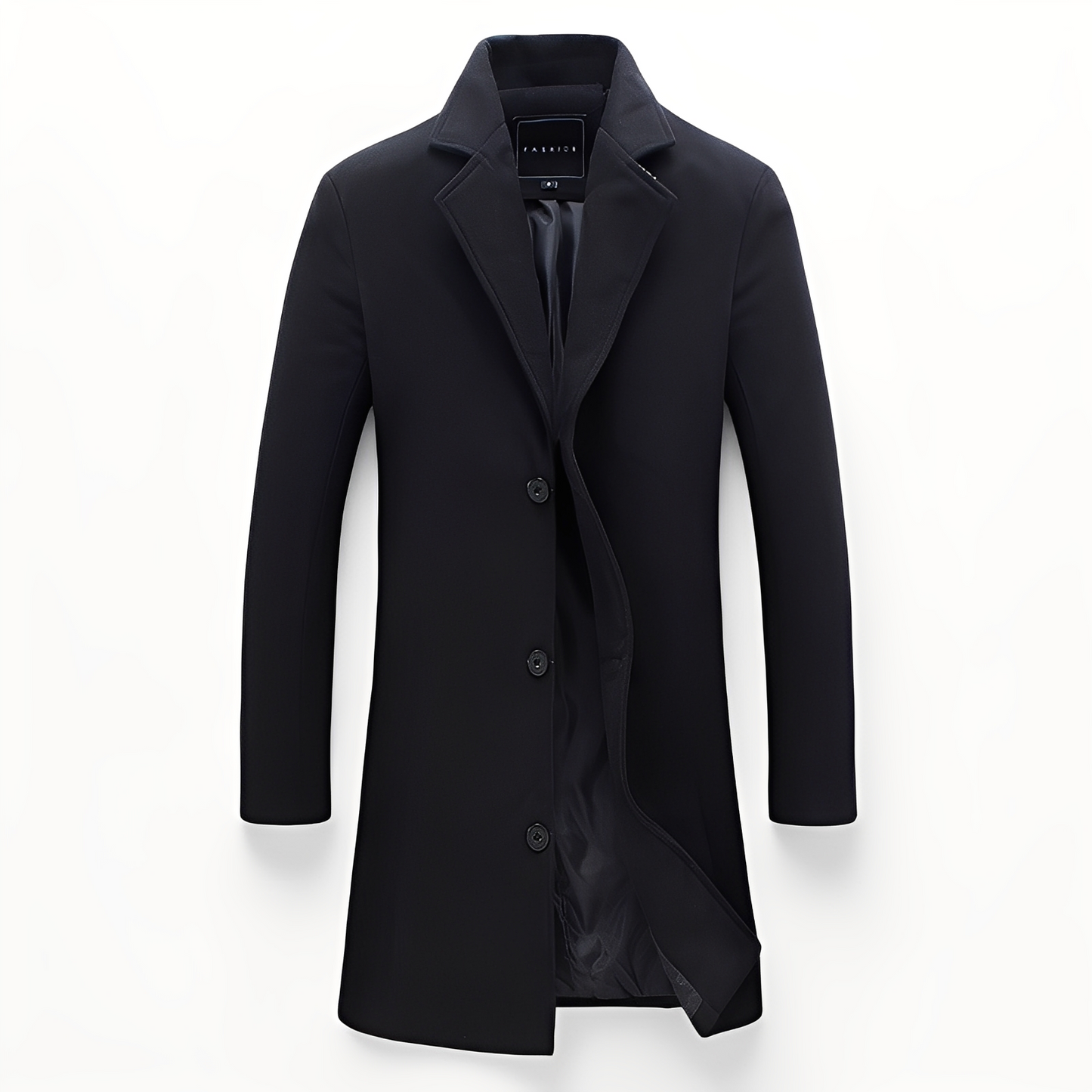 Eleganter Herren Wollmantel Formal Schwarz
